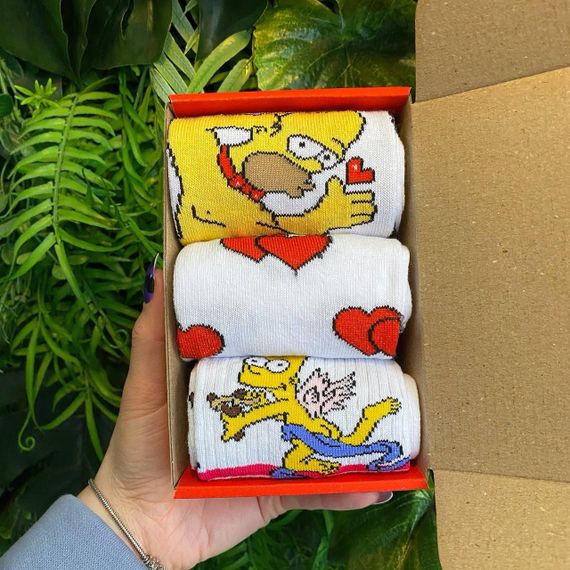 Подарочный набор мужских носков в коробке размер 40-45 3 пары цвет белый ч3бокс025 | Зображення 3