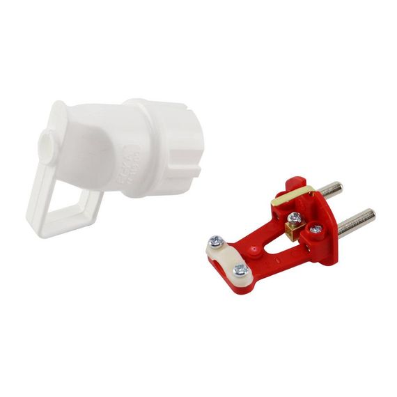 Вилка з заземленням, 16А, з ручкою, біла, AY-KA, (арт. 62-13-05) | Зображення 1