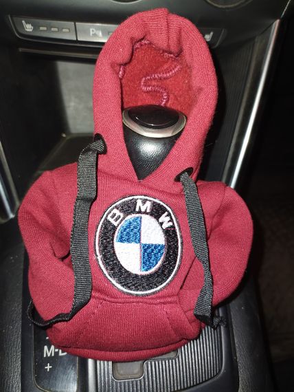 Чехол кофта Худи аксессуар на КПП Car Hoodie БМВ BMW бордовый  подарок автомобилисту 10070