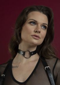 Чокер с кольцом из натуральной кожи Feral Feelings - O-Ring Collar, Черный, One Size