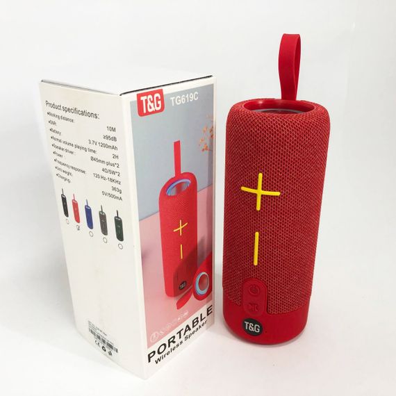 Портативна Bluetooth колонка TG619C FM-радіо USB/TF з ремінцем, гучна блютуз колонка. Колір: червоний | Зображення 5