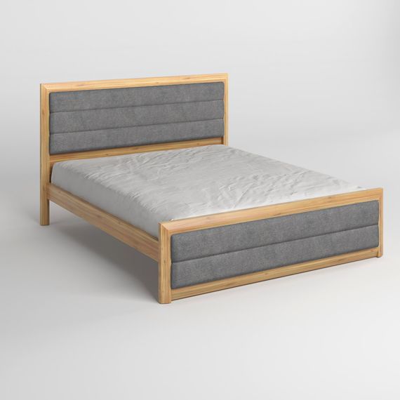 Двоспальне дерев'яне ліжко Mebigrand Барселона Б5 Горіх світлий/Аляска 93 (Сірий) 180х190 см (MBG-14158) | Зображення 1