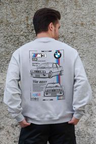 Утеплений оверсайз світшот на флісі з принтом Without BMW Gray