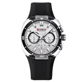 Чоловічий наручний годинник Curren 8502 Black-Silver-White у класичному стилі