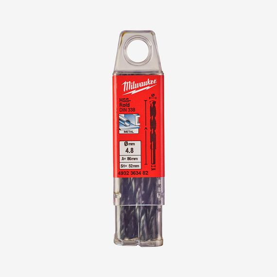 Свердло по металу HSS-R MILWAUKEE DIN338 Ø 4.8 мм 4932363482