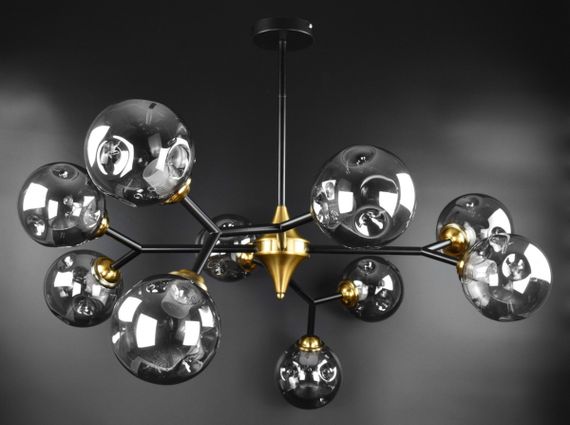 Люстра стельова на 10 лампочок 26558 Чорний 50-90х93х110 см. | Зображення 3