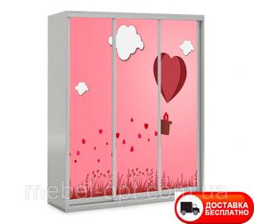 Шкаф купе 3Д трехдверный Love 74, выбор цвета корпуса и рисунка