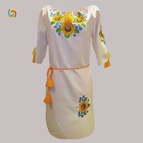 Платье Украинская вышиванка 03927 цвет белый размер L/XL