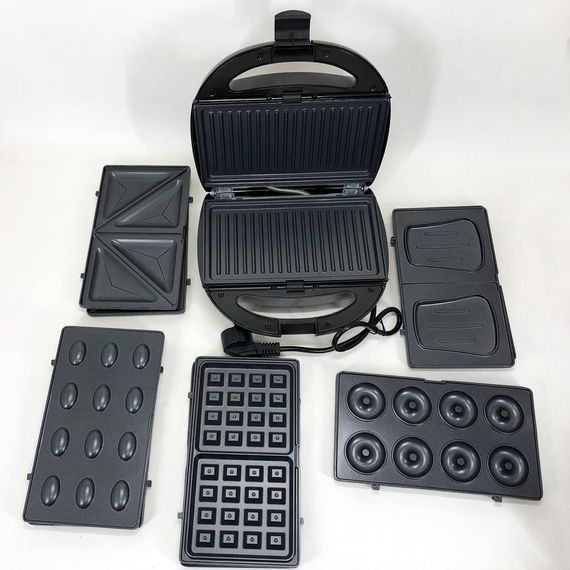 Электробутербродница Domotec MS 7706 / Электрогриль со съемными панелями / HB-287 Бутербродница мультипекарь | Зображення 4