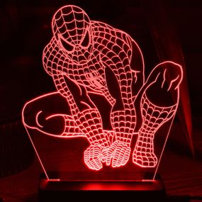 Акриловий світильник-нічник Людина-Павук (Spider-Man) червоний tty-n000145