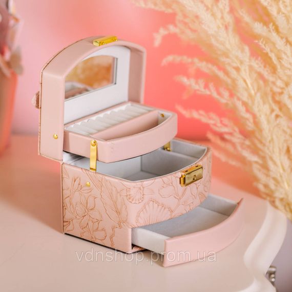 Скринька для прикрас з еко шкіри 3 яруси із замком органайзер для ювелірних виробів HP-5-23P | Зображення 6