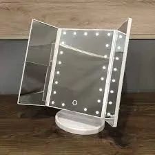 Дзеркало настільне потрійне косметичне з підсвічуванням для макіяжу 22 LED | Зображення 5