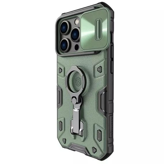 TPU+PC чохол Nillkin CamShield Armor Pro no logo (шторка на камеру) для Apple iPhone 14 Pro Max Зелений | Зображення 2