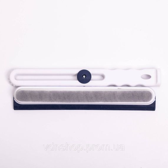 Скребок для миття скла складний з абразивною губкою та гумовим лезом для вікон дзеркал душу Блакитний HP-35015-27BL | Зображення 2