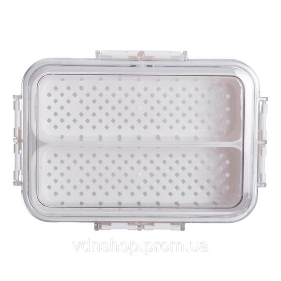 Контейнер для їжі з 2 відсіками 23.5х17х7 см судок для їжі пластиковий 1.4 л Білий HP-27-11 | Зображення 3