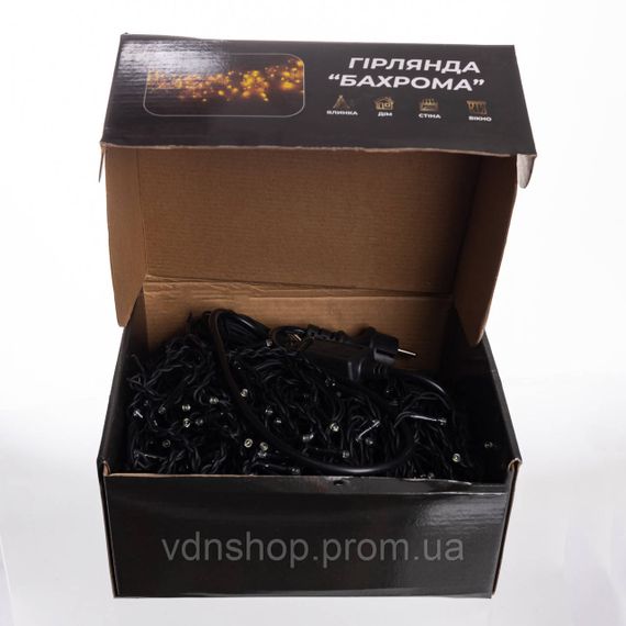 Новогодняя гирлянда уличная Бахрома 36 м 600 LED черный провод Белый 36МBW | Зображення 4
