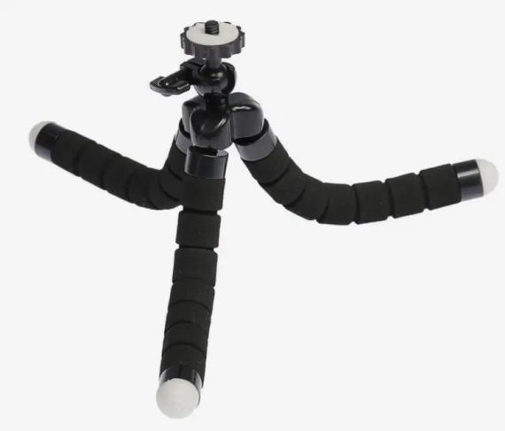 Штатив-тренога NULIER настольный, для телефона, гибкие ножки, высота 17 см, чёрный | Зображення 5