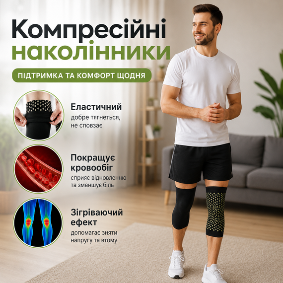 Компресійний наколінник/еластичний бандаж SELF-HEATING зелений XL/ Ортез на колінний суглоб | Зображення 6