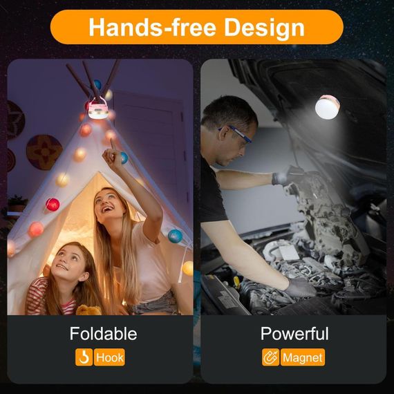 Ліхтар для кемпінгу flintronic, світлодіодний ліхтар для кемпінгу із зарядкою від USB, з магнітною основою, у | Зображення 6