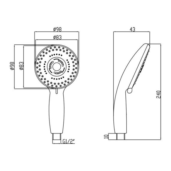 Лійка для ручного душу Лейки Lidz Niagara 12 98 мм округла LDNIA12CRM35443 Chrome | Зображення 1