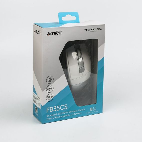 Миша бездротова A4Tech Fstyler FB35CS (Icy White),  USB, колір крижано-білий | Зображення 5