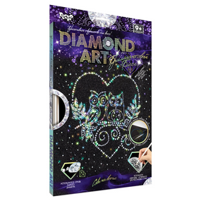 Комплект креативної творчості "DIAMOND ART" DAR-01, 10 видів  Сови на гілці