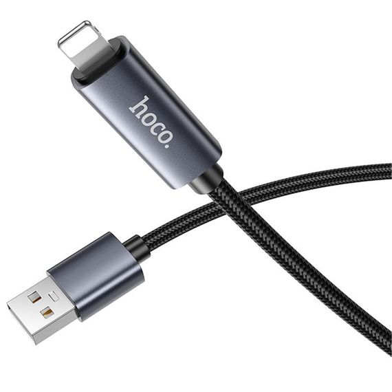 Дата кабель Hoco X112 Favor with display USB to Lightning 2.4A (1m) Black | Зображення 2