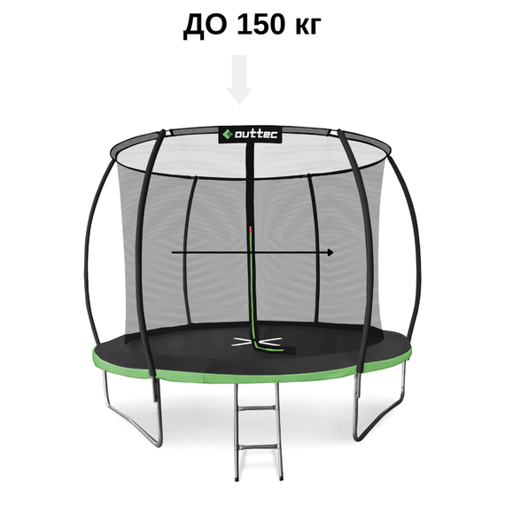 Батут Outtec Premium 12ft (374см) чорно-зелений з внутрішньою сіткою | Зображення 3
