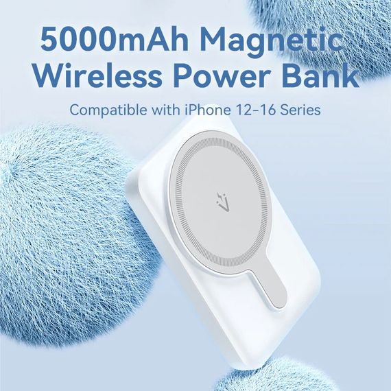 УМБ Vention Magnetic Wireless 5000mAh 20W 3A,PD 1xUSB-C,Light Indicator, White | Зображення 5