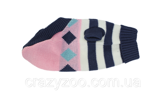 Свитер для собак и котов EcoToys Stripe S розовый бело-синяя полоска A: 20 см B: 28 см C: 18 см S-7031 | Зображення 2