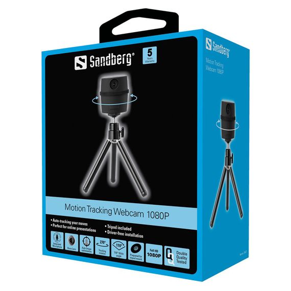 Веб-камера Sandberg Motion Tracking Webcam 1080P + Tripod Black (134-27) | Зображення 3