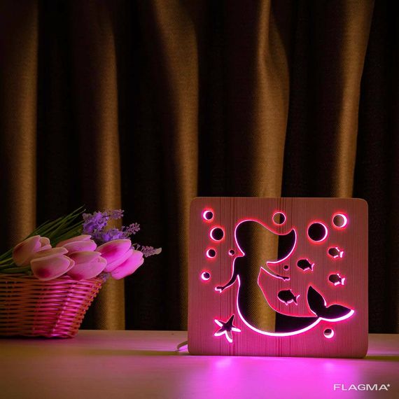 Светильник ночник ArtEco Light из дерева LED "Русалочка" с пультом и регулировкой... | Зображення 9
