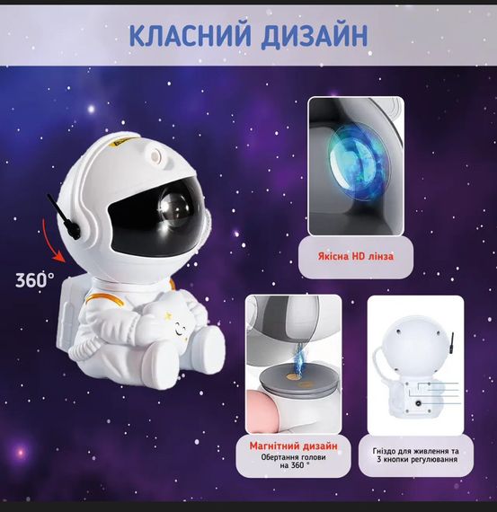Нічник-проєктор з ефектом зоряного неба Астронавт із пультом ДК, лазерний, 5 Вт, 8 режимів світіння | Зображення 5
