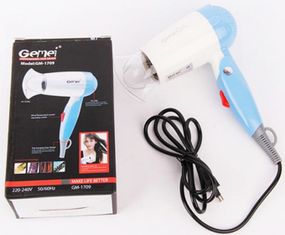 Дорожный фен для сушки укладки волос Gemei GM-1709 1000 Вт электрофен Голубой
