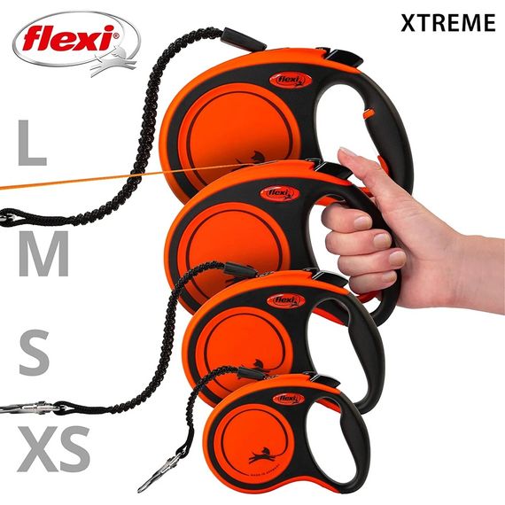 Повідець-рулетка Flexi для собак Xtreme стрічка оранжева розмір S 5 м/20 кг | Зображення 2