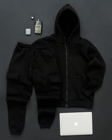 Костюм овер карго-зип чорний S XL