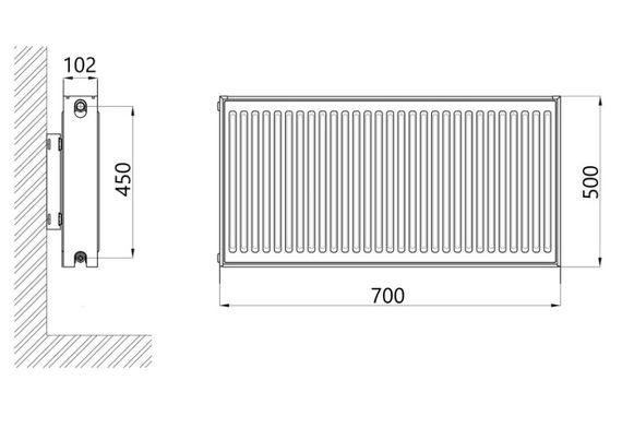 Радіатор сталевий Thermo Alliance IMAS 22 тип 500x700 мм бічне підключення (TAI22500700K) | Зображення 1
