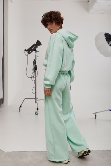 Спортивний костюм із худі та прямими штанами зі швами навиворіт - м'ятний цвет, S (є розміри) | Зображення 1