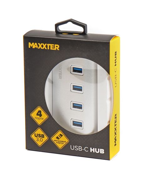Хаб USB 3.0 Type-С HU3С-4P-01 на 4 порти, метал, сріблястий | Зображення 3