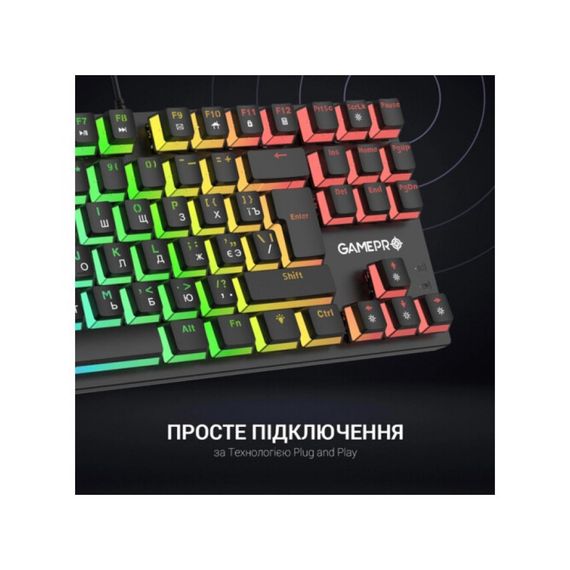 Клавіатура GamePro MK80B RGB Blue Switch USB Black (MK80B) | Зображення 9