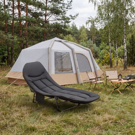 Шезлонг-кровать туристический Outtec Sun Zen раскладной мягкий с матрасом черный | Зображення 5