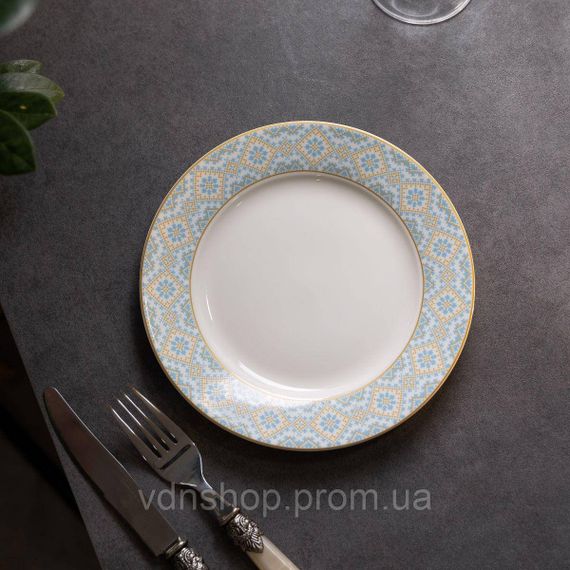 Тарілка десертна порцелянова 19 см з орнаментом HP-7-740 | Зображення 1