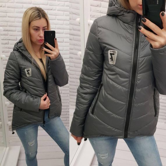 Жіноча демісезонна куртка з емблемою, арт.210/7, темно-сірий | Зображення 6