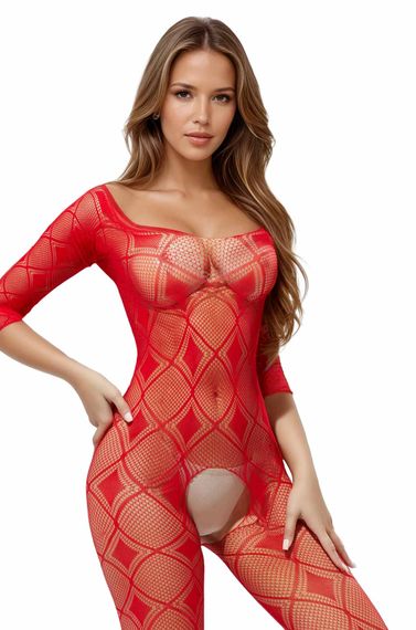 Бодістокінг - Bodystocking 2037, red - One Size | Зображення 1
