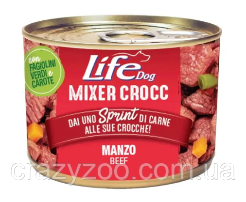 Вологий корм для собак LifeDog Mixer Crocc Manzo з яловичиною 150 г 24036