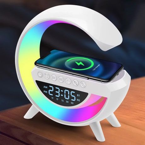 Настільна смарт лампа-нічник G-Smart BT-3401 з бездротовою зарядкою, колонкою BW-347 та годинником | Зображення 4