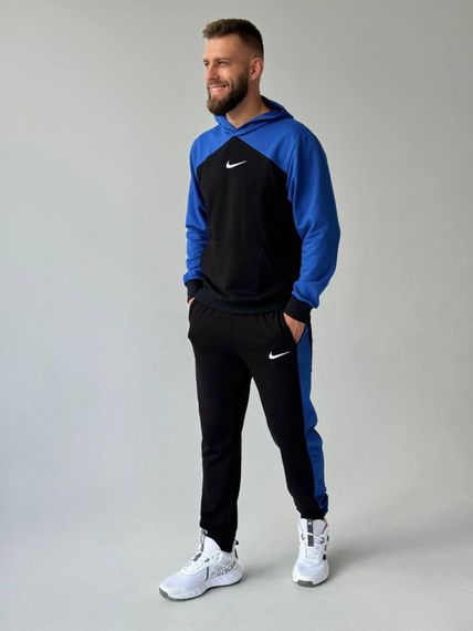 Чоловічий спортивний костюм Nike чорний з синіми вставками | Зображення 2