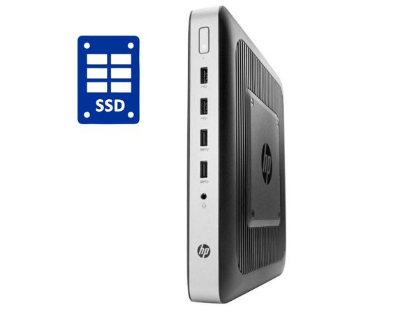 Неттоп Б-клас HP t630 Thin Client USFF / AMD G-Series GX-420GI (4 ядра по 2.0 - 2.2 GHz) / 4 GB DDR4 / 16 GB SSD / AMD Radeon R7E / Win 10 б/в
