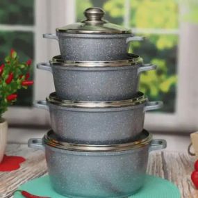 Набор кастрюль с мраморным покрытием 8 предметов Benson BN-379