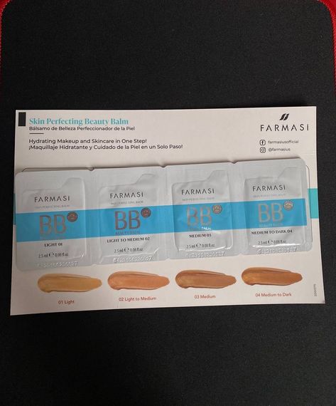 Набір пробників саше тестерів тонального бб крему Farmasi bb cream spf15 01-02-03-04*2,5 мл